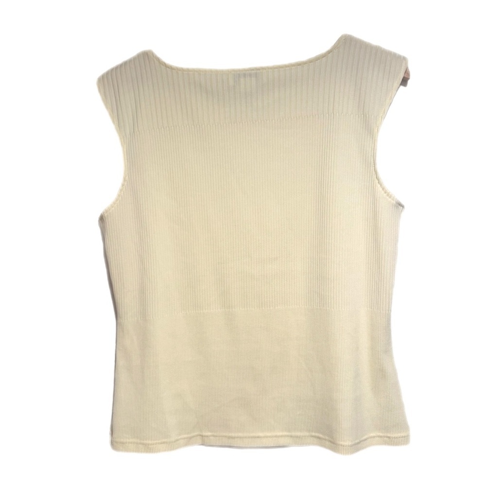 Talbots Cream Ribbed Tank Top - Picture 2 of 6